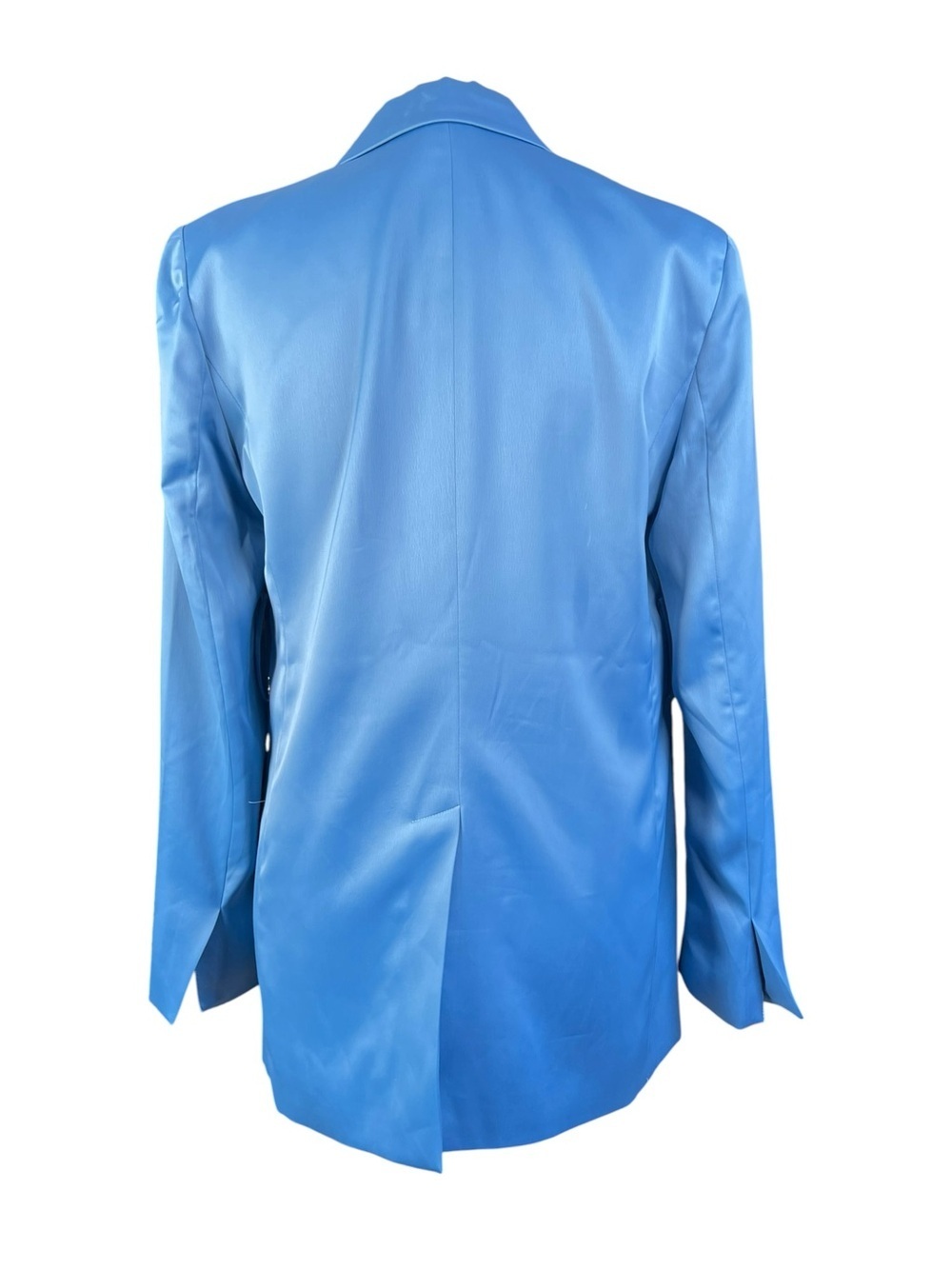 House of Harlo 1960 Satin Boyfriend Blazer in Sky Blue Size XS - Picture 2 of 10